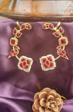 Load image into Gallery viewer, Noor Jahan Kundan Pearl Earcuffs – Ruby Red Edition
