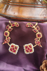 Load image into Gallery viewer, Noor Jahan Kundan Pearl Earcuffs – Ruby Red Edition