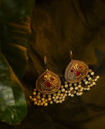 Load image into Gallery viewer, Vintage Oxidized Silver Jhumka Earrings with Pearl Drop