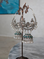 Load image into Gallery viewer, Aashna German Silver Jhumkas with Pearl Drops