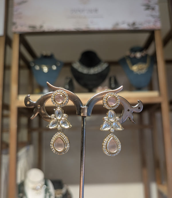 Traditional Kundan Earrings with Pearl Accents