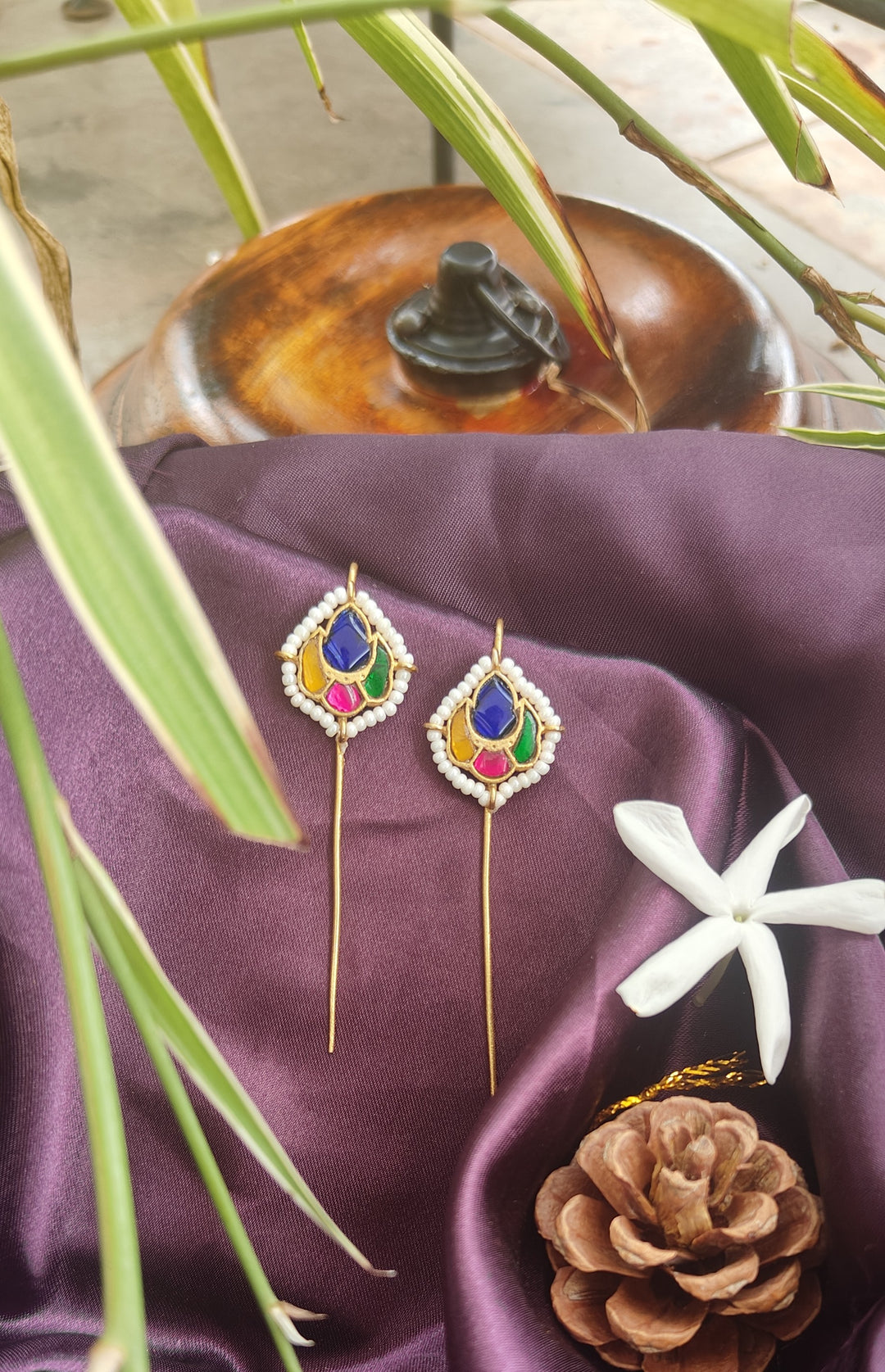 Kundan Earcuffs with Multicolour Stone Inlay