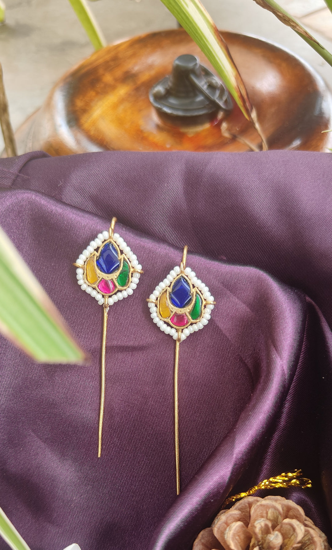 Kundan Earcuffs with Multicolour Stone Inlay