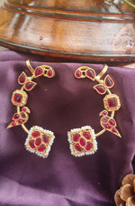 Load image into Gallery viewer, Noor Jahan Kundan Pearl Earcuffs – Ruby Red Edition
