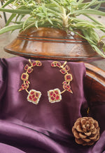 Load image into Gallery viewer, Noor Jahan Kundan Pearl Earcuffs – Ruby Red Edition
