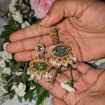 Load image into Gallery viewer, Handcrafted Kundan Earrings with CZ Stone Detailing and Pearls
