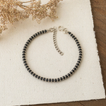 Load image into Gallery viewer, Minimal Oxidized Silver Beaded Anklet for Women – Black Disc Bead Payal with Adjustable Chain Lightweight Modern Foot Jewelry (Pair)
