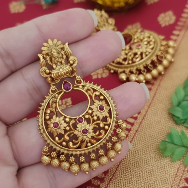 Gold Finish Temple Chandbali Earrings in Brass | Traditional South Indian Jewellery
