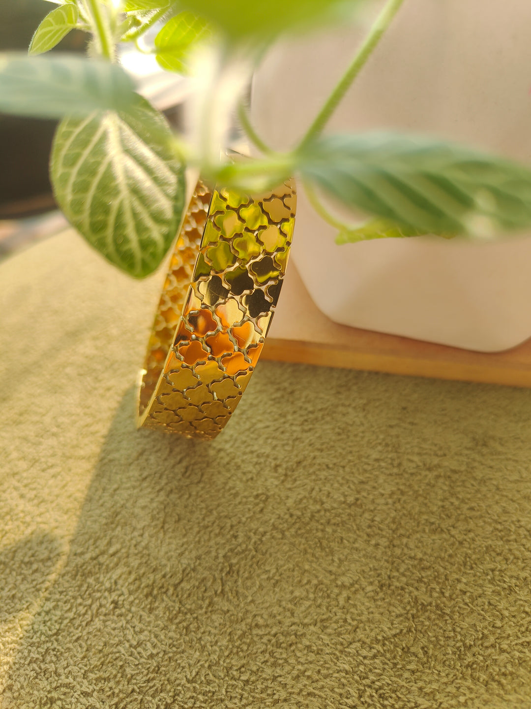 Adrika Gold Finish Stainless Steel Bangle – Anti-Tarnish Statement Bracelet for Women