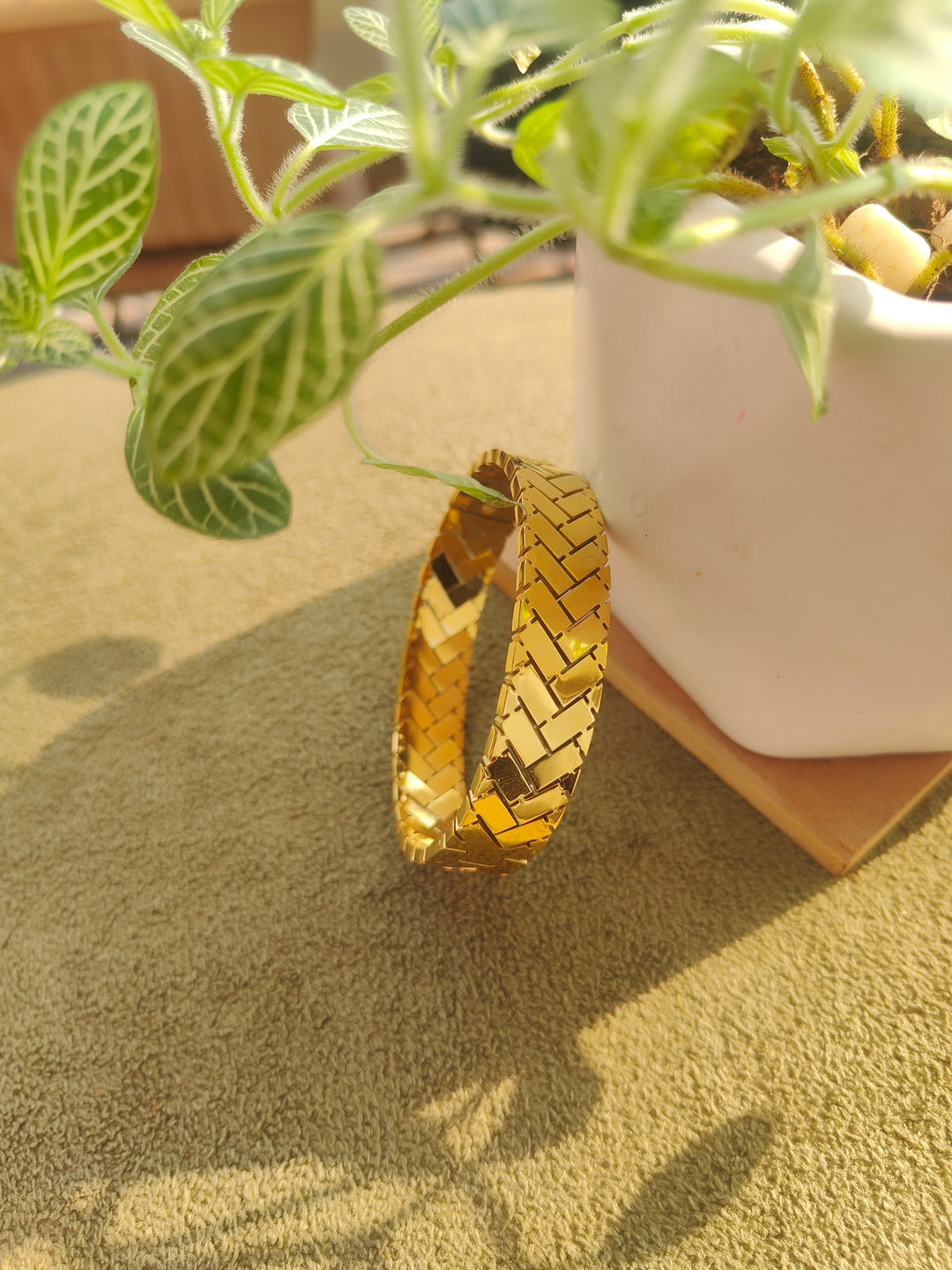 Adrika Gold Finish Stainless Steel Bangle – Anti-Tarnish Statement Bracelet for Women