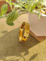 Load image into Gallery viewer, Adrika Gold Finish Stainless Steel Bangle – Anti-Tarnish Statement Bracelet for Women
