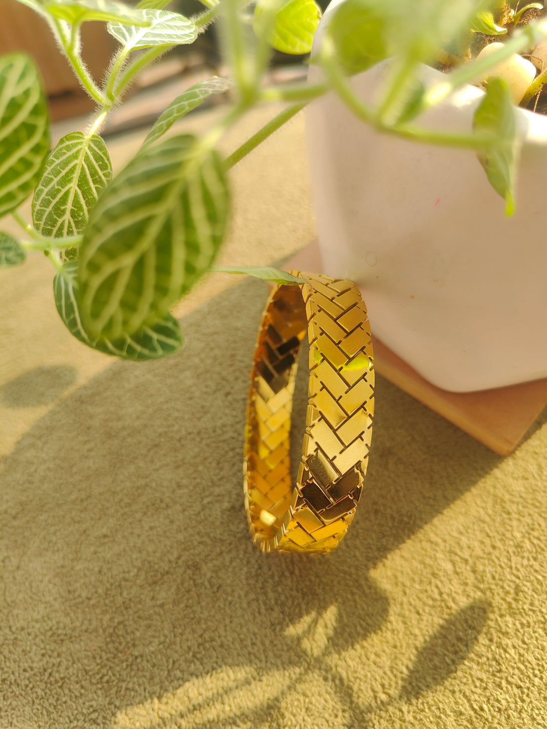 Adrika Gold Finish Stainless Steel Bangle – Anti-Tarnish Statement Bracelet for Women