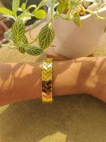 Load image into Gallery viewer, Adrika Gold Finish Stainless Steel Bangle – Anti-Tarnish Statement Bracelet for Women
