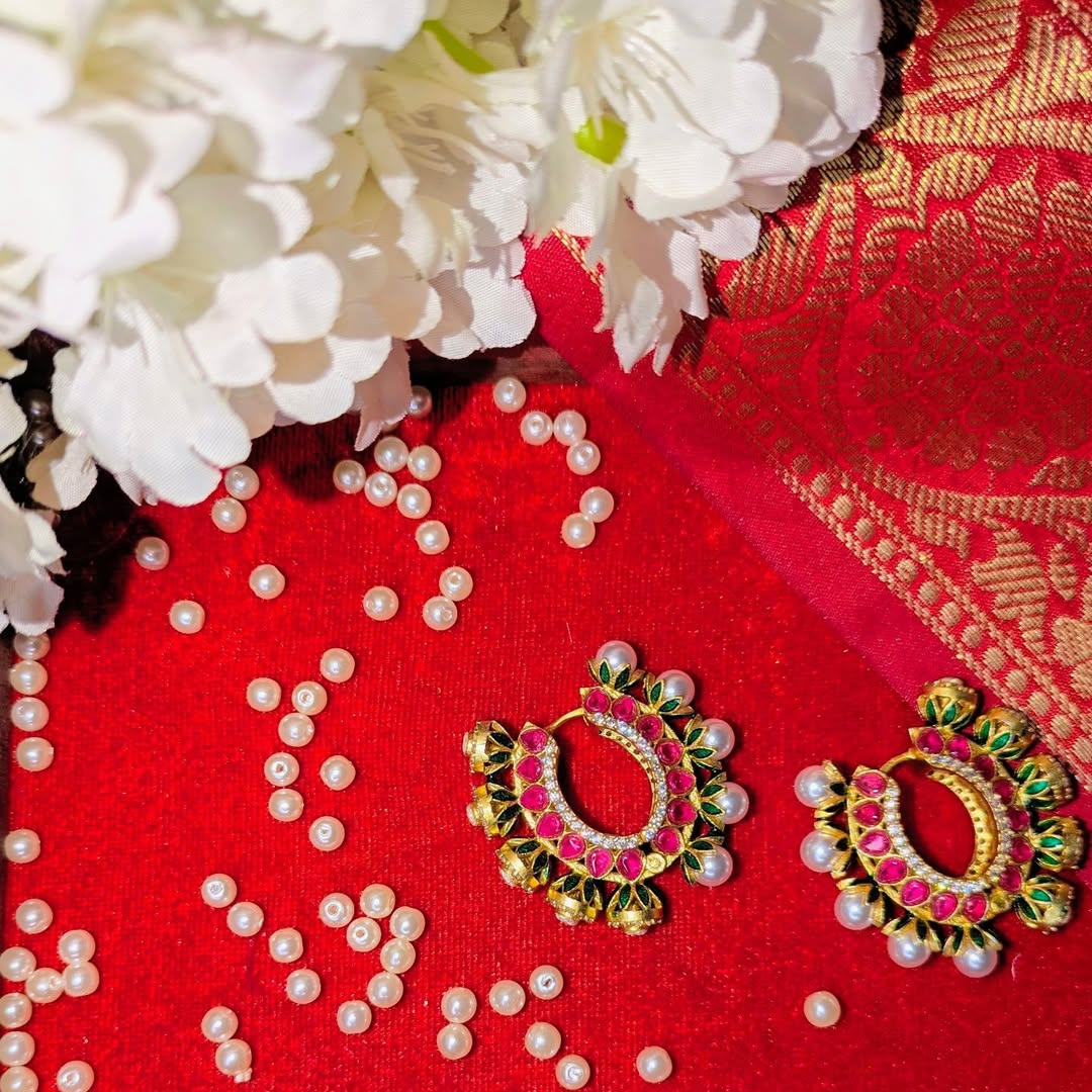 Nayantara Kundan Hoop Earrings