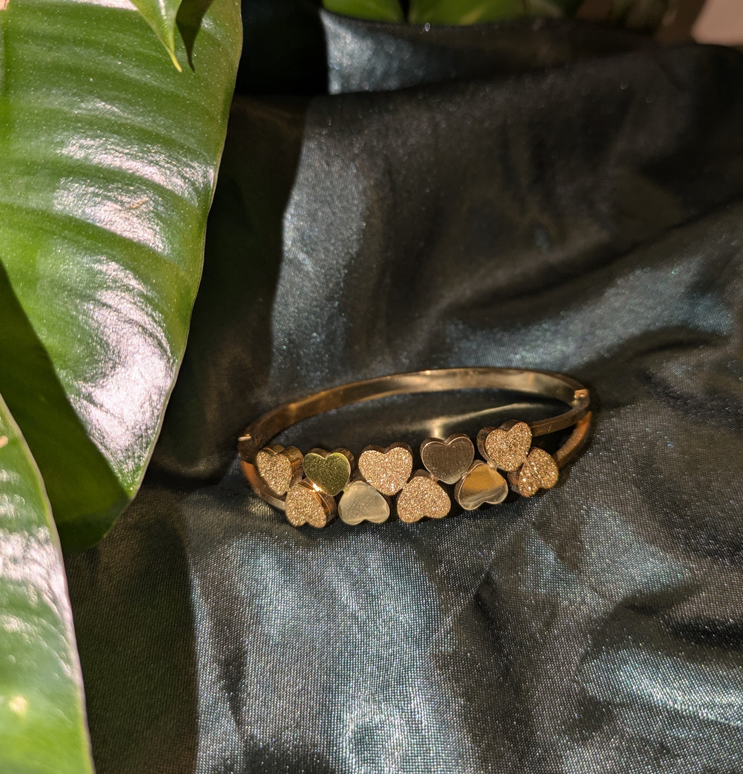 Elegant Anti-Tarnish Stainless Steel Heart Motif Bracelet Bangle