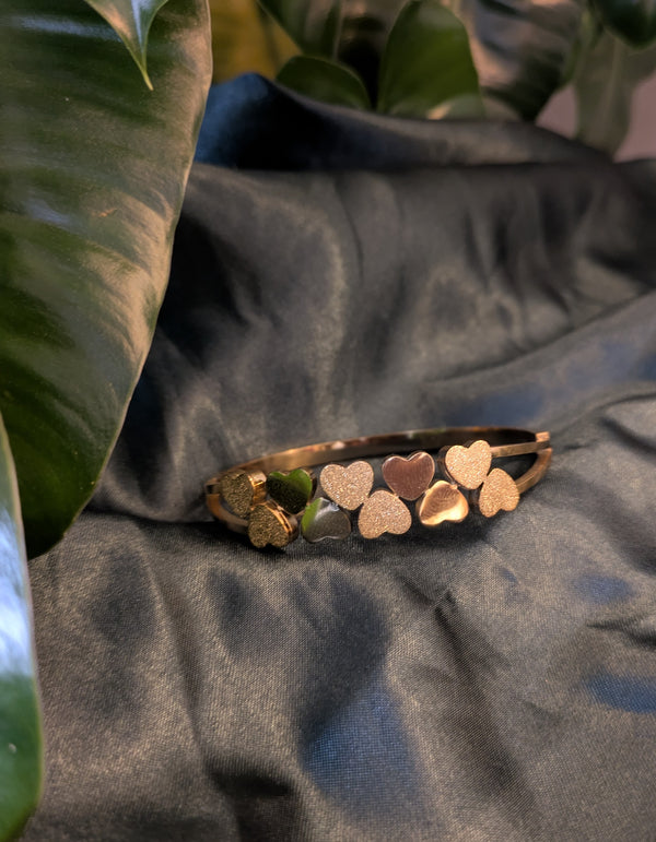 Elegant Anti-Tarnish Stainless Steel Heart Motif Bracelet Bangle