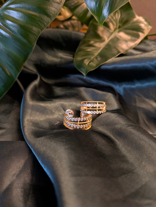 Elegant CZ Studded Brass Hoop Earrings