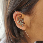 Load image into Gallery viewer, Trishool Design German Silver Earcuff | Tribal Oxidised Statement Ear Jewellery
